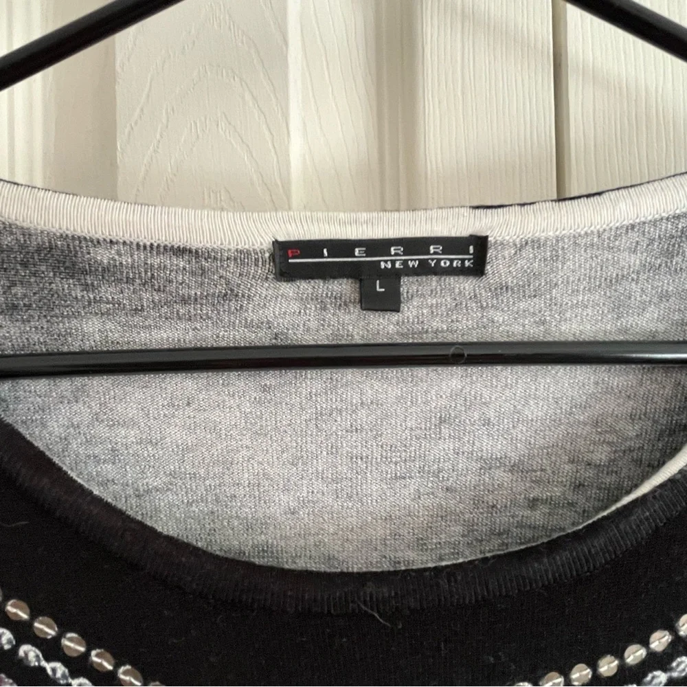 Pierri New York Black and White Embellished Sweater - Picture 3 of 6